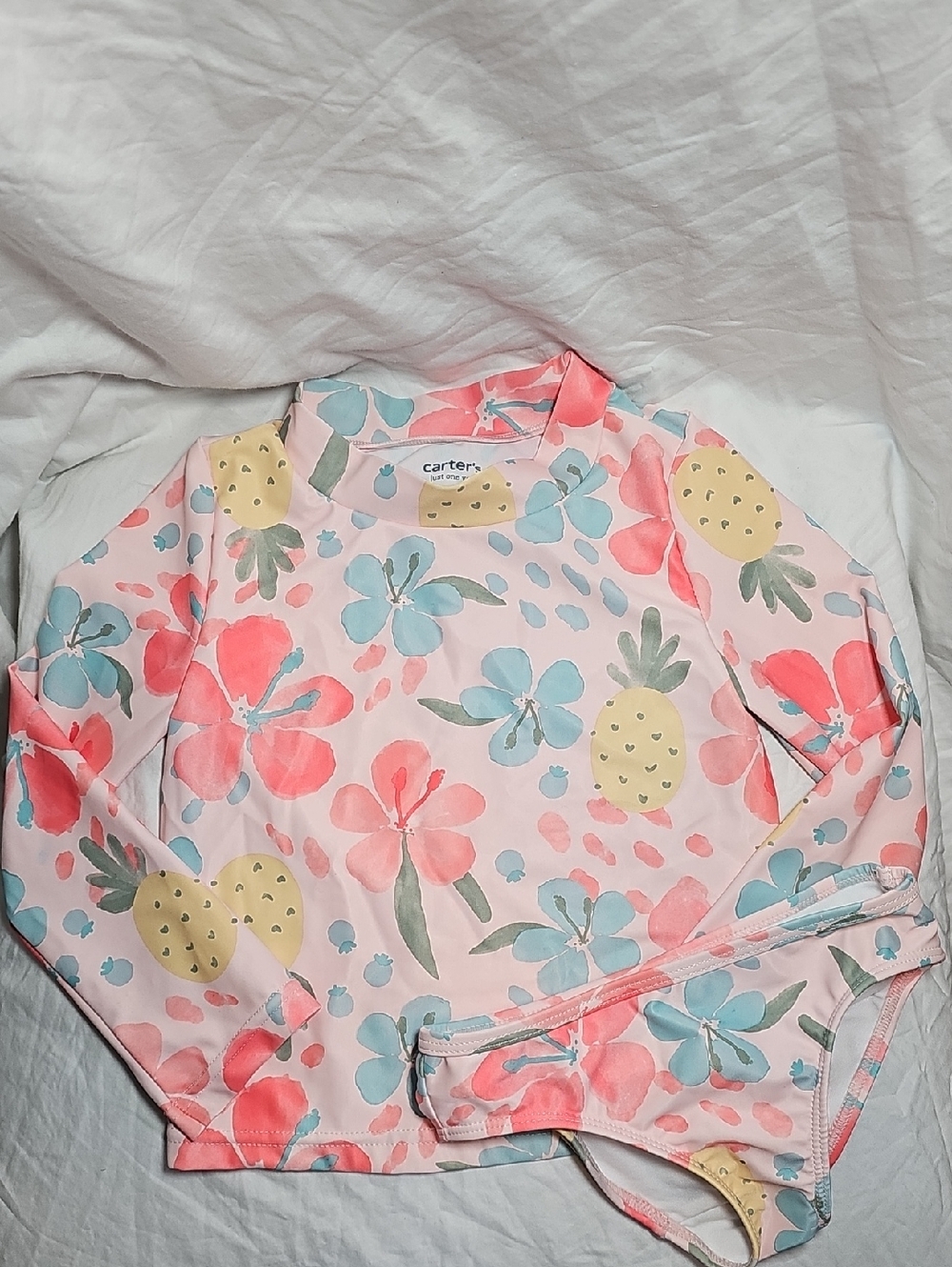 Carter's Pink Floral & Pineapple Two-Piece Rash Guard Bikini Set